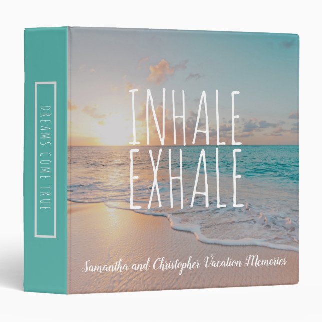 Inhale Exhale Caribbean Beach Memories 3 Ring Binder (Front/Spine)