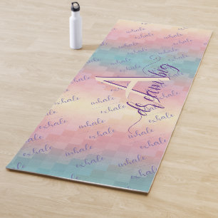 Inhale Exhale Dream Big Motivational Pastel Ombre Yoga Mat