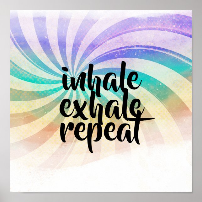  inhale exhale meditation yoga pastel colors quote poster (Front)