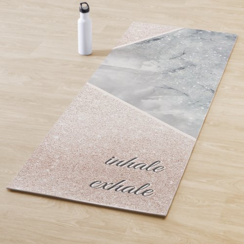 Inhale Exhale Modern Glitter Sprinkle and Marble Yoga Mat