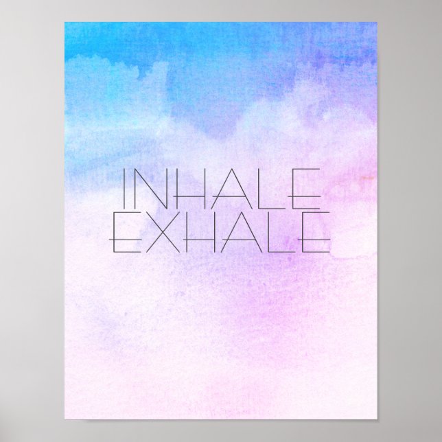 inhale exhale  poster text on blue watercolor art (Front)