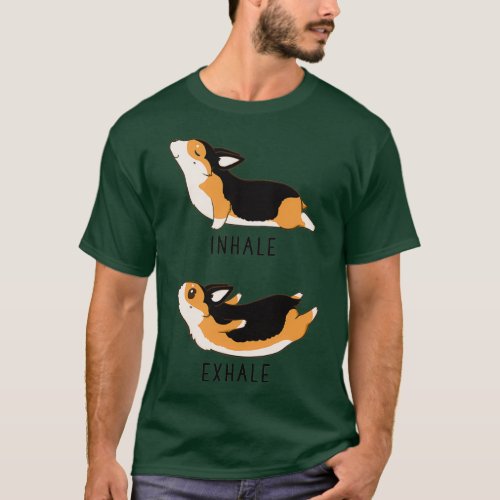 Inhale Exhale Tri Color Corgi Yoga  T_Shirt