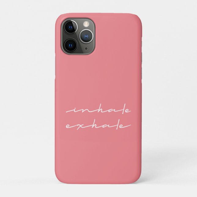 Inhale Exhale Wording in White Flowy Font Case-Mate iPhone Case (Back)