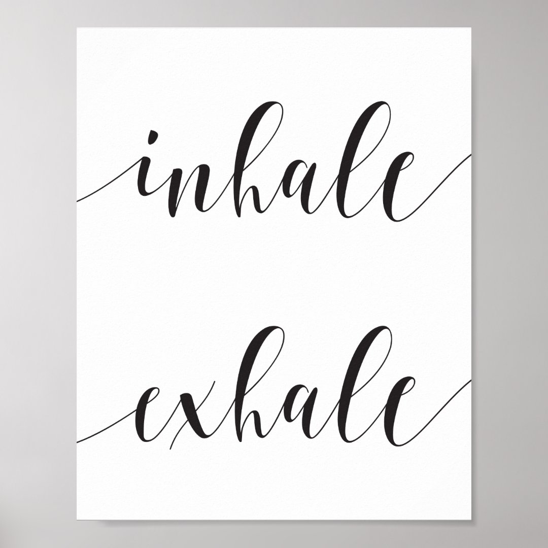 Inhale Exhale Yoga Meditation Modern Typography Poster | Zazzle