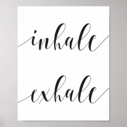 Inhale Exhale Yoga Meditation Modern Typography Poster