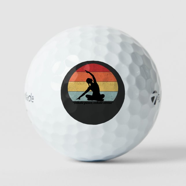 Inhale Peace Exhale Stress Yoga Quote Golf Balls (Front)