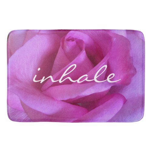 Inhale Quote Hot Pink Rose Flower Photo Modern Bathroom Mat