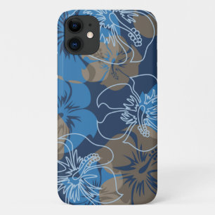 Iniki Point Hawaiian Hibiscus Floral Blue iPhone 11 Case
