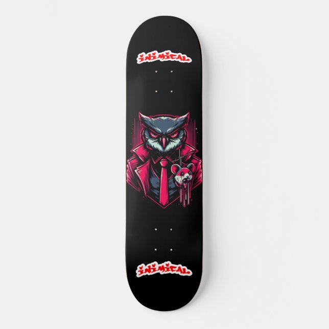 Inimical Apex Predator Series Red Owl Skateboard (Front)