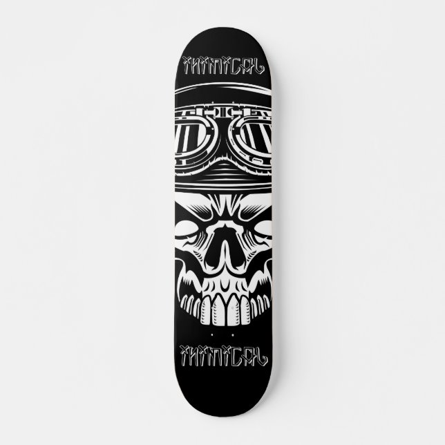 Inimical Biker Skull Skateboard (Front)