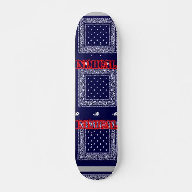 Inimical Blue Paisley Skateboard (Front)