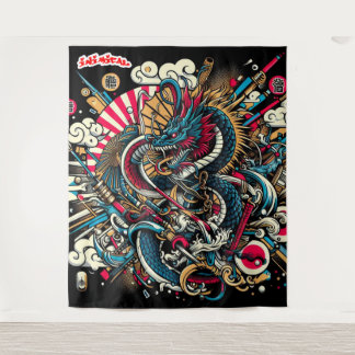 Inimical Japanese Abstract  Tapestry