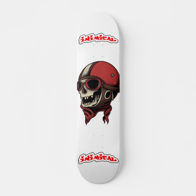 Inimical Pilot Skull  Skateboard (Front)