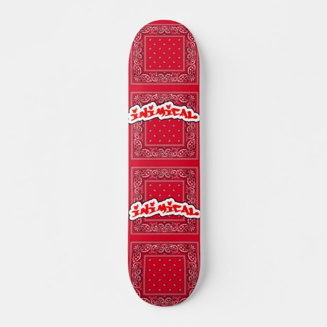 Inimical Red Paisley Skateboard (Front)