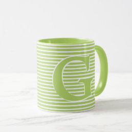 Init. Simple Stripe Pattern Lime/White Geometric Mug