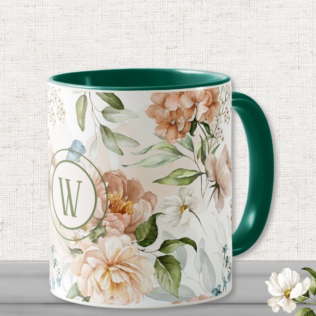Initial, 1600s Watercolor Dutch Florals 11oz Mug (Creator Uploaded)