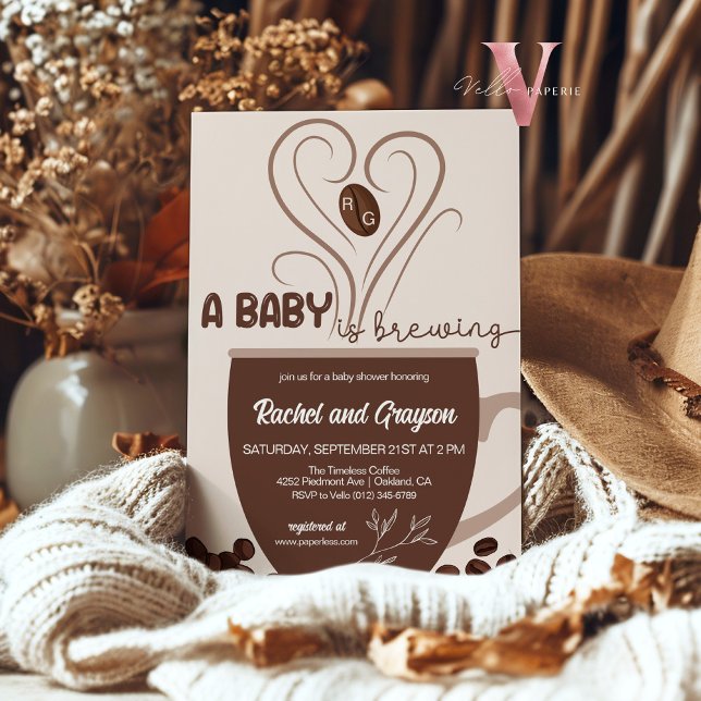 Initial A Baby is Brewing Coffee Shower Invitation (Creator Uploaded)