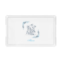 Initial "A" Blue Monogram Calm Floral