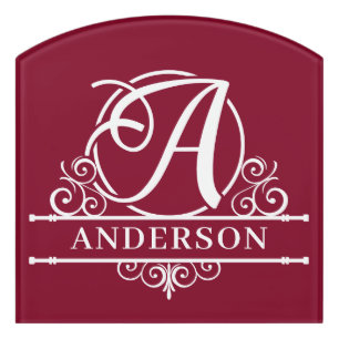 Initial A Family Name Split Monogram Door Sign