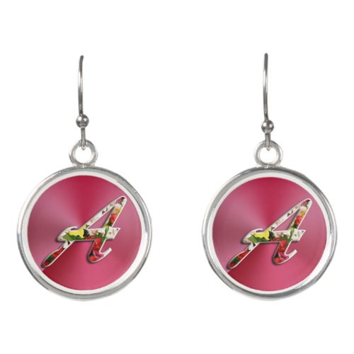 Initial A Floral Design Earrings