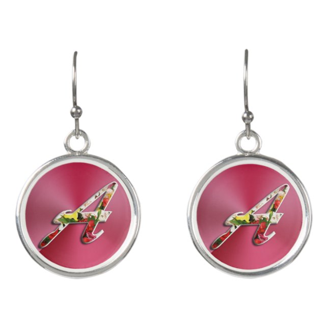 Initial A Floral Design Earrings (Front)