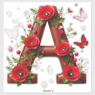 🐞 Initial A For Personalized Floral Keepsakes 🦋 Sticker