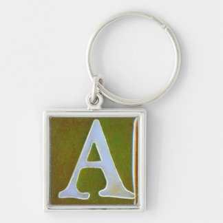 initial A keychain, opalescent white and green Keychain