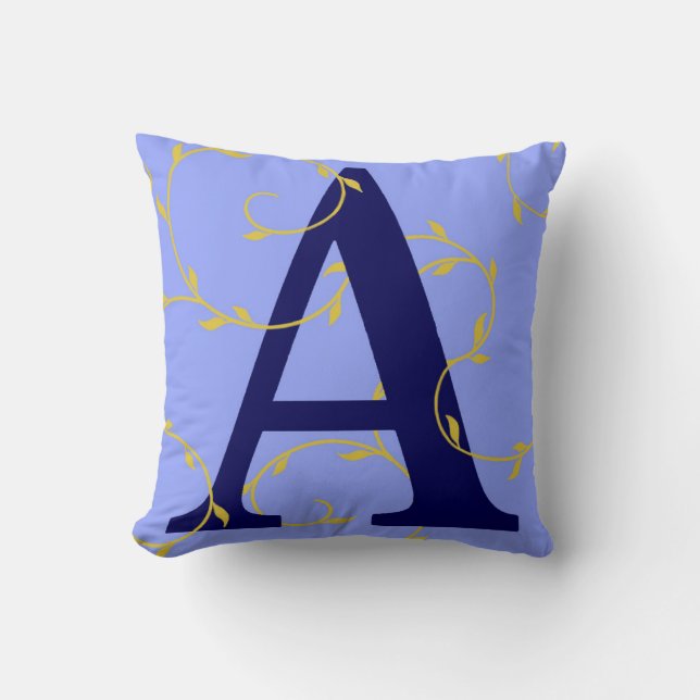 Initial A Reversible Throw Pillow (Front)
