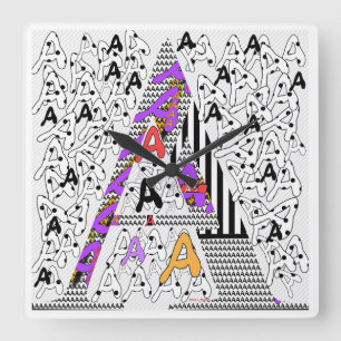 Initial A Square Wall Clock