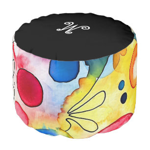 *~* *~* Initial ABSTRACT 6 Happy Bold Colors Pouf