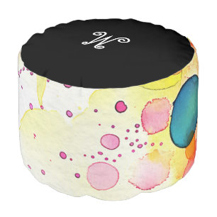 *~* *~* Initial ABSTRACT 6 Happy Bold Colors Pouf