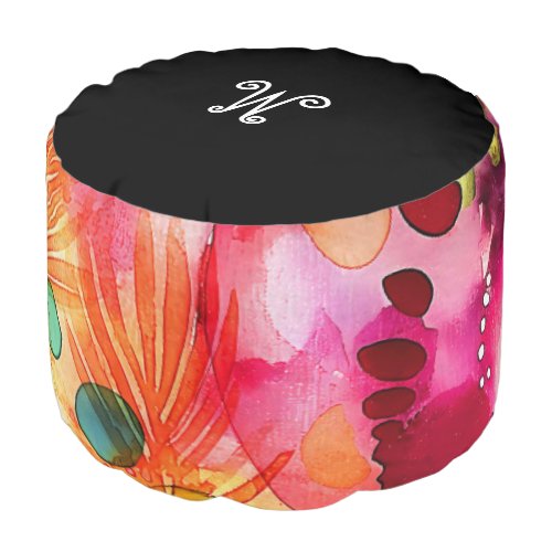 *~* *~* Initial ABSTRACT  Happy Bold Colors 8 Pouf