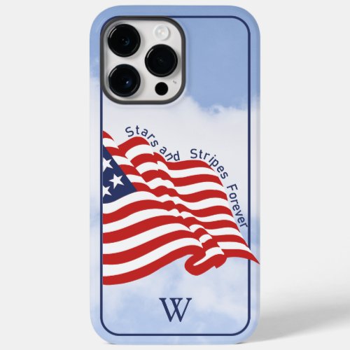 Initial  American Flag Stars  Stripes Forever Case_Mate iPhone 14 Pro Max Case