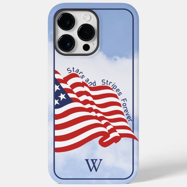 Initial:  American Flag Stars & Stripes Forever Case-Mate iPhone Case (Back)