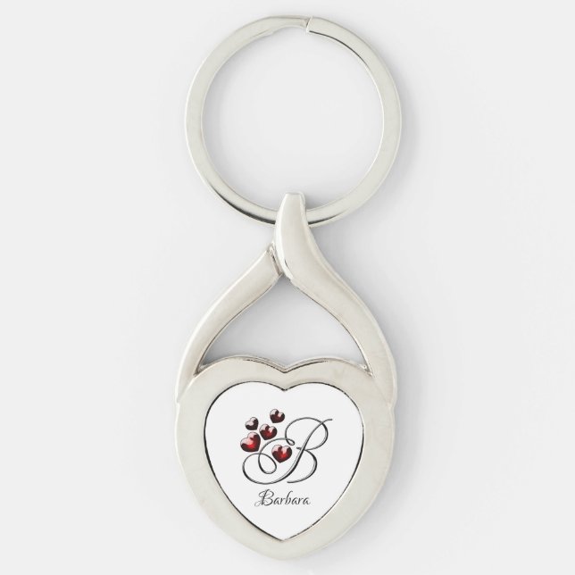 Initial and Hearts Keychain (Front)