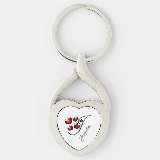 Initial and Hearts Keychain (Front)
