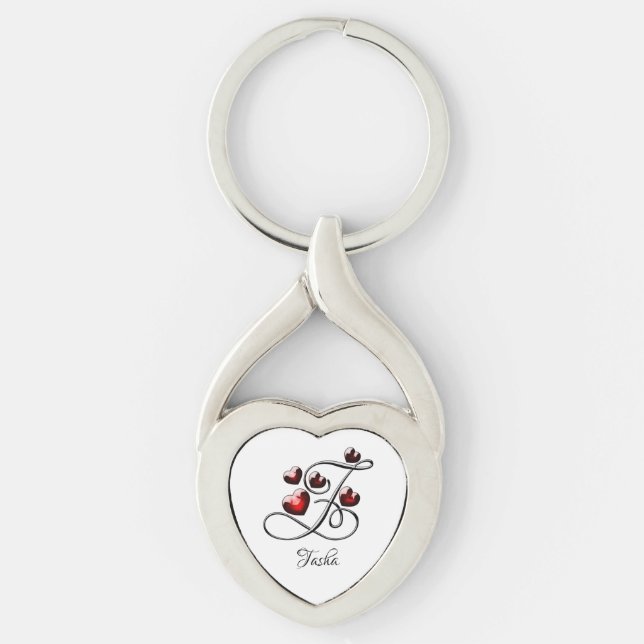 Initial and Hearts Keychain (Front)