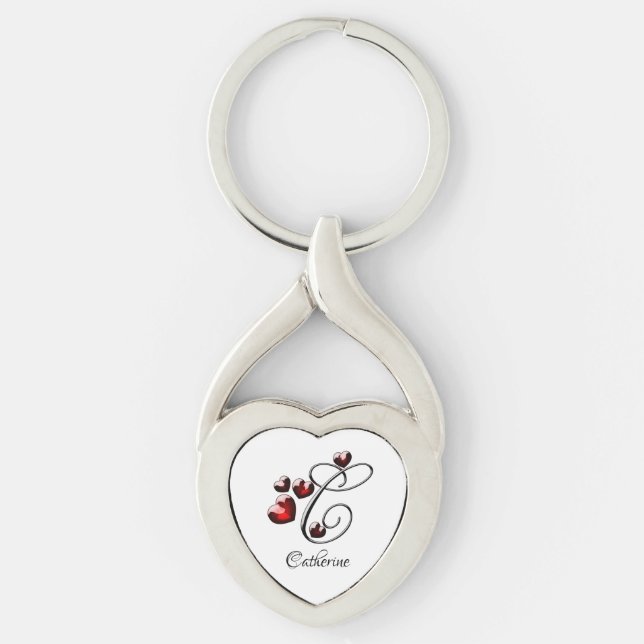 Initial and Hearts Keychain (Front)