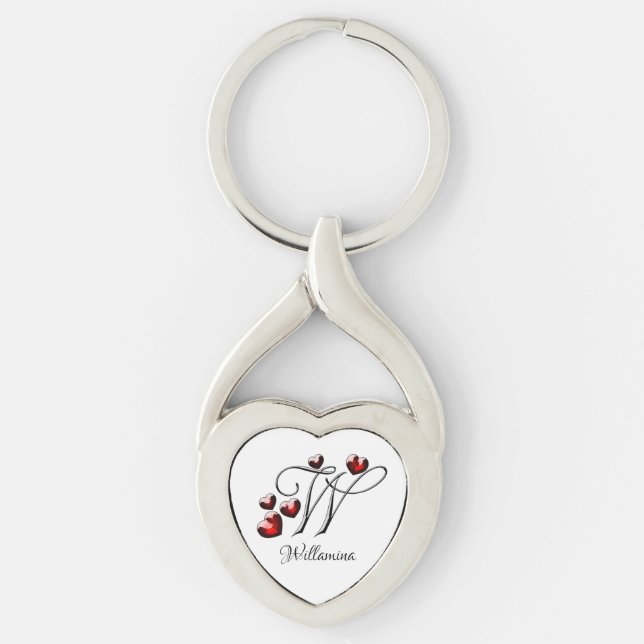 Initial and Hearts Keychain (Front)