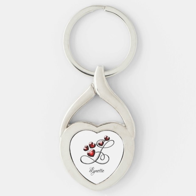 Initial and Hearts Keychain (Front)