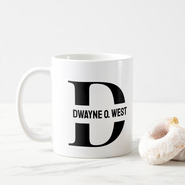 Initial and Name Personalized Monogrammed Coffee Mug (With Donut)