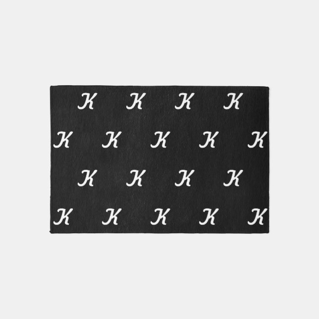 Initial Area Rug (Black & White) (Front)