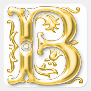 Initial B Capital Letter Sticker in Gold