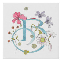 Initial B Faux Wrapped Canvas Print