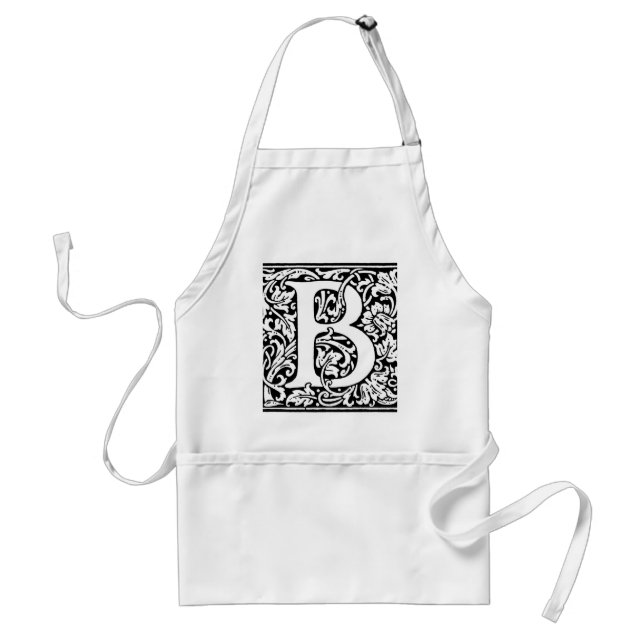 Initial B Monogram. Customized Name Floral Pattern Adult Apron (Front)