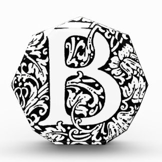 Initial B Monogram. Customized Name Floral Pattern Award