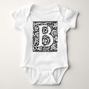 Initial B Monogram. Customized Name Floral Pattern Baby Bodysuit