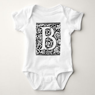 Initial B Monogram. Customized Name Floral Pattern Baby Bodysuit