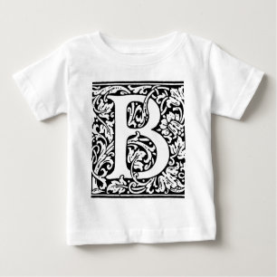 Initial B Monogram. Customized Name Floral Pattern Baby T-Shirt