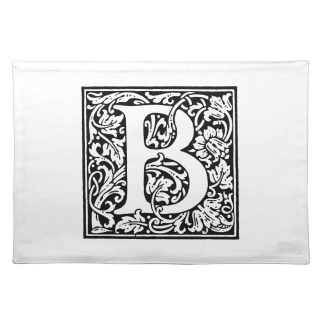 Initial B Monogram. Customized Name Floral Pattern Cloth Placemat (Front)